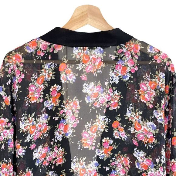 Guilty Dark Floral Swim Cover Up Kimono - Picture 6 of 8